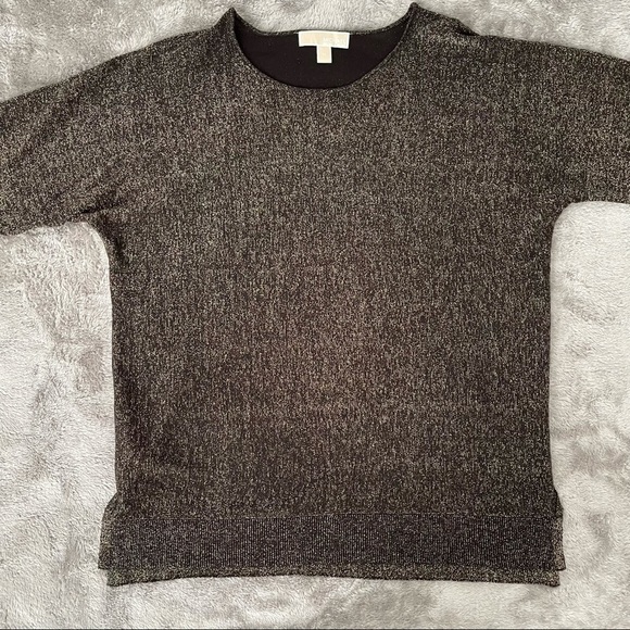 MICHAEL Michael Kors Tops - Michael Michael Kors Gold Metallic Knit Top XL Shimmer Holiday Sparkle Blouse
